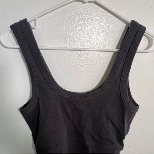 UpWest Cropped Ribbed Layering Tank Top in Soot N222 M Gray Size M