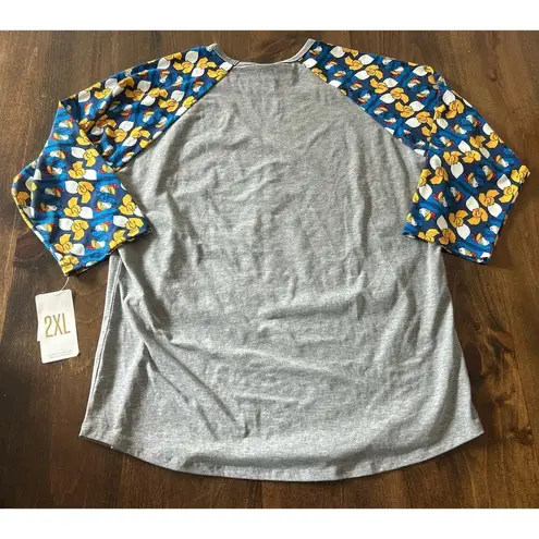 Disney LuLaRoe  Randy Classic Grey Blue Sleeping Donald Duck Sleeves NWT Size 2XL