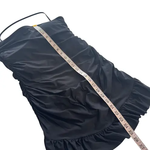 J.Crew Black Ruffle-Trim Ruched Bandeau One-Piece Dress Swimsuit Size 12