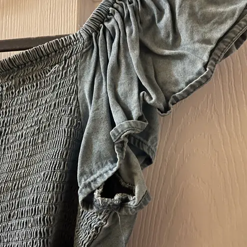 Women's Denim Blue Ruched Blouse from Lone Star Size L