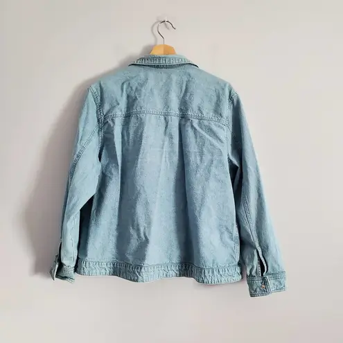 Jennifer Moore Cathy Daniels Light Blue Rhinestone Bling Zip Up Jean Jacket XL