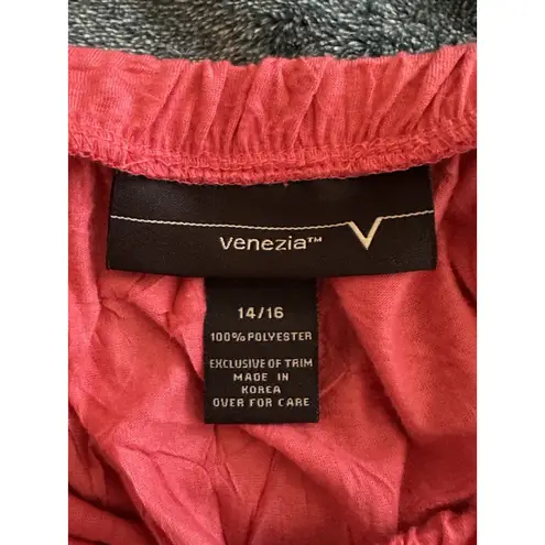 Venezia Women's Coral Lace Y2K Vintage Tiered Maxi Skirt Size 14/16 Boho Large