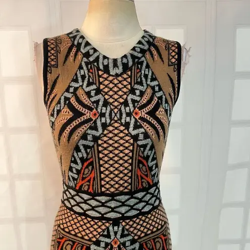 Kerisma  Multicolor Sleeveless Knit Patterned Wool Bodycon Mini Dress Size Medium