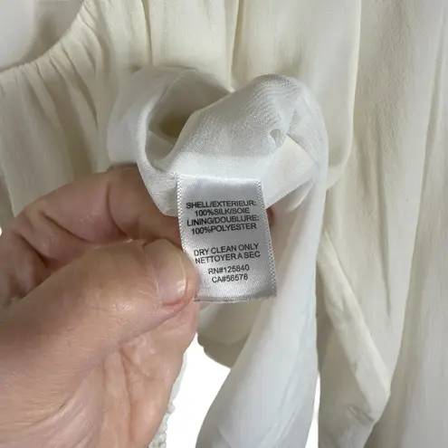 Intermix Women’s 100% Silk Peasant Blouse in Ivory Size P (Small)