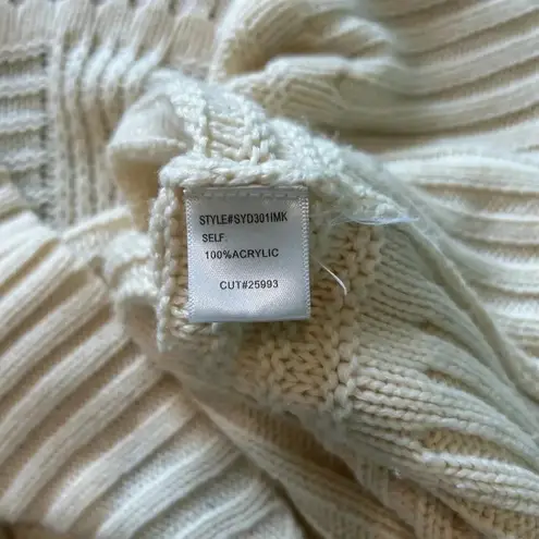 Majorelle V-Neck Sweater Off White Acrylic Chunky Knit Oversized Pullover Size S