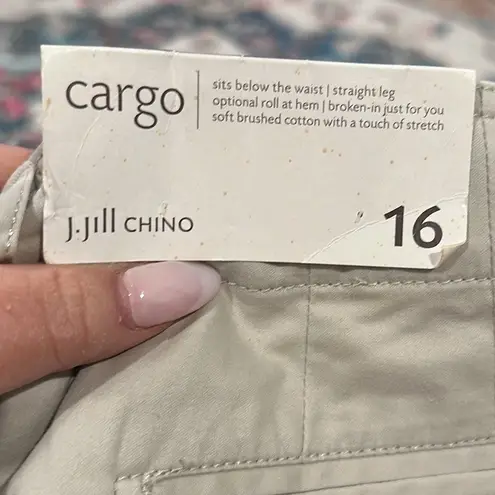 JJILL CHINO CARGO SOAPSTONE PANTS PLUS SIZE 16 Tan