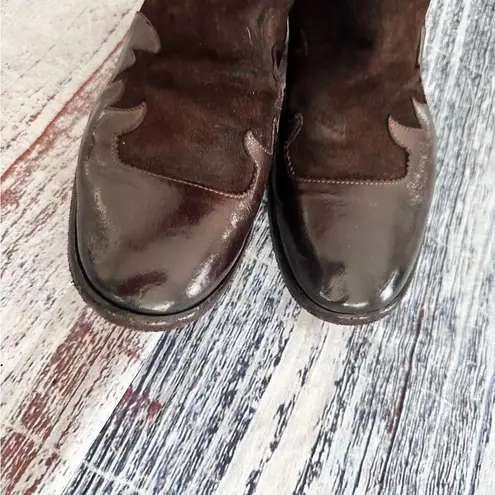 I.N.K. Shoes Vintage Brown Leather and Suede Western Style Booties Size 7.5