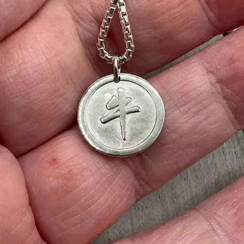 Chinese Zodiac Year of The Ox Pendant Necklace Sterling Silver Silver