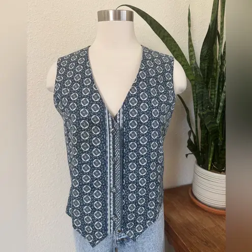 Vintage Vera Bradley Quilted Style Floral Vest – Size L – Cotton USA Made Blue Size L