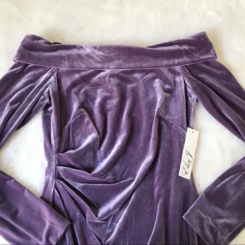Eliza J Â Velvet Off The Shoulder Dress Long Sleeve ShortâSheath Purple Size 8 New