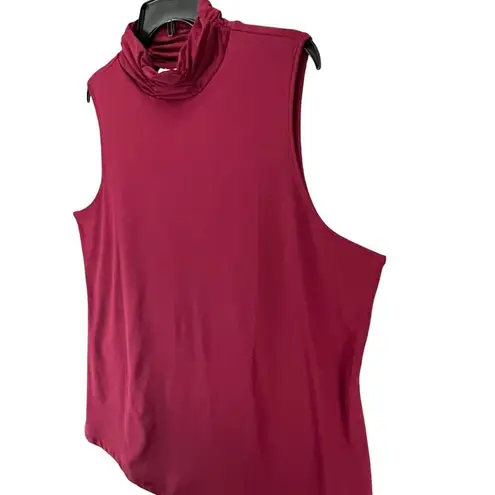 Susan Graver  Sleeveless Top Womens L Burgundy Red Liquid Knit Mock Turtleneck