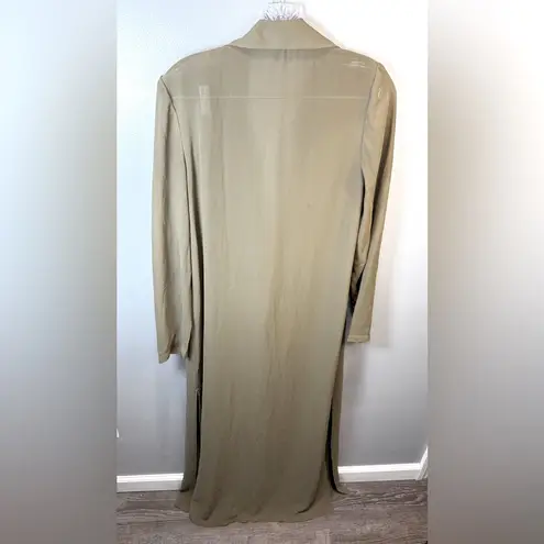 Naked Wardrobe Women's Olive Green Long Sheer Duster Lightweight Sweater Small