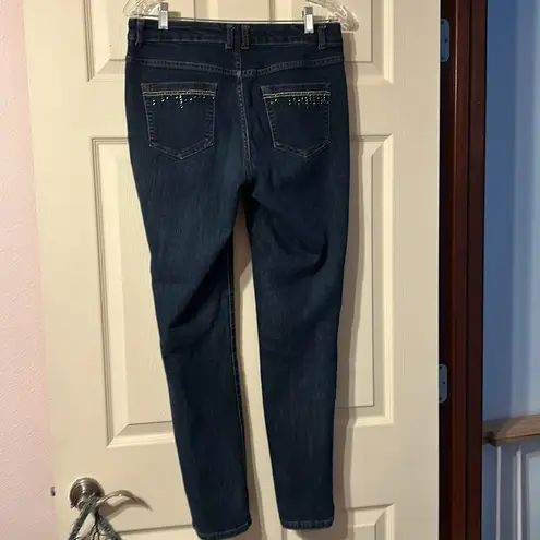 Christopher & Banks Signature Slimming Embellished Dark Wash Jeans 8
