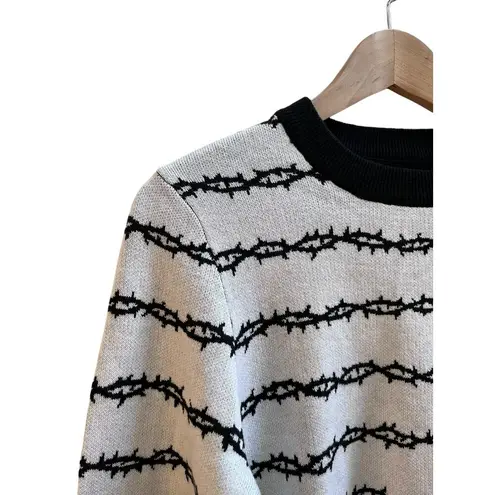 Lurking Class by Sketchy Tank Thorns White & Black Crop Knit Sweater Size XS Multiple