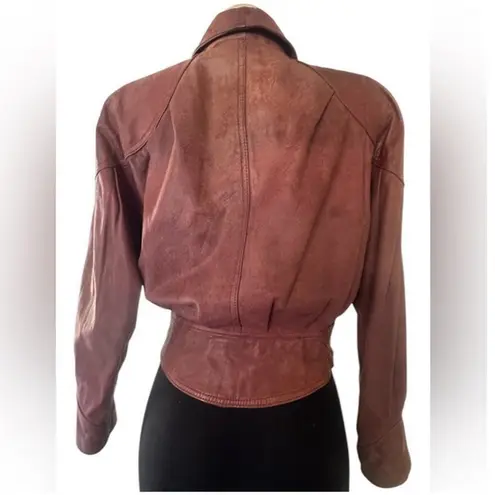 Vintage Winlit Burgundy Leather Wrap Belted Jacket – Women’s M – 80s Style Red Size M