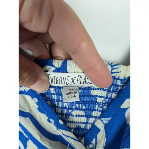 Patrons of Peace Blue White Floral Arcadia Jumpsuit Sleeveless Women's XL