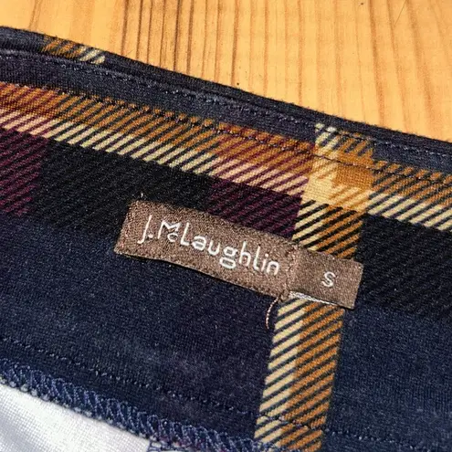 Navy and Yellow Plaid Slight Flare Small Trousers Blue