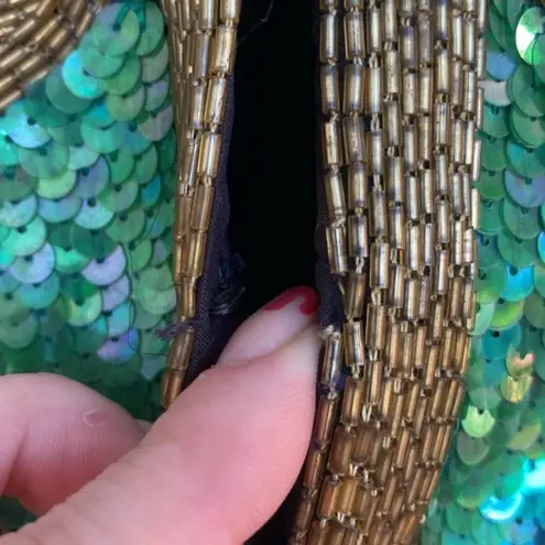 Laurence Kazar Vintage 80s Black Silk Sequin Blazer Jacket Medium Large Oversize