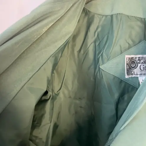 Gallery LIST Shiny Green Double Breasted Belted Short Trench Coat Size Medium