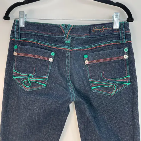 Sean John Women's Blue Low Rise Y2K Street Embellished Denim Capri Jeans Size 3