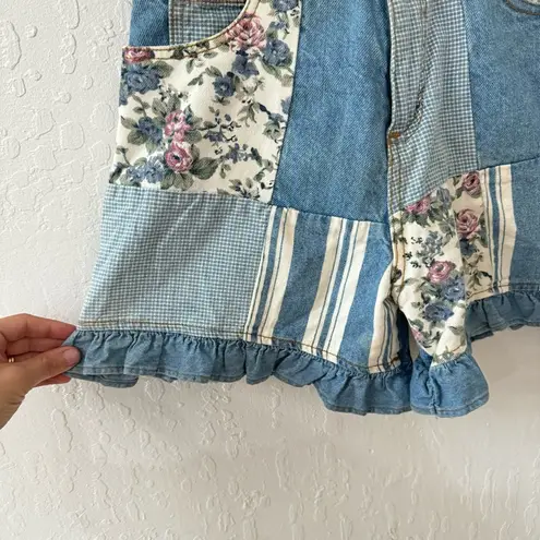 Vintage California Concepts Patchwork High Rise Ruffle Denim Shorts Size undefined