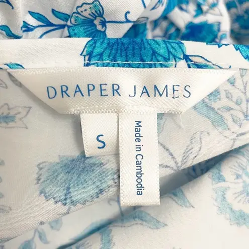 Draper James Cotton Poplin Ruffle Sleeve Sundress Blue White Paisley Size Small