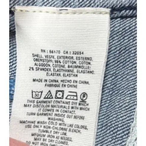 Pilcro & The Letterpress Anthropologie Floral Embroidered Denim Jacket XS Blue