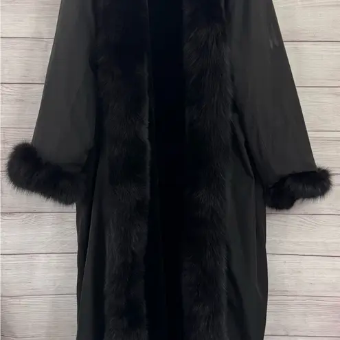 Marvin Richards Black Robe with Faux Fur Trim