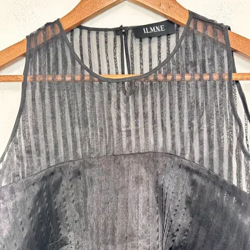 ILMNE Black Silk Asymmetrical Stunning Formal Sleeveless Top Striped Women's XS