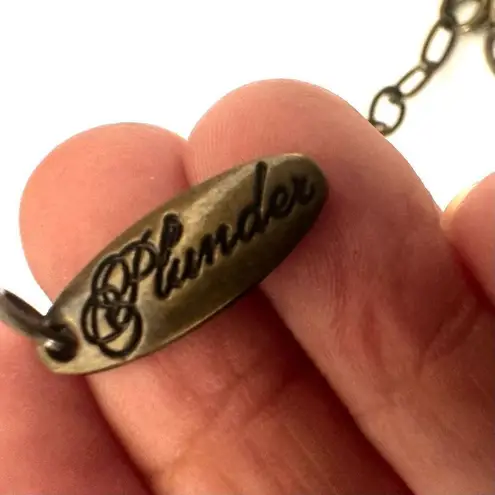 Plunder copper tone orange blue statement necklace