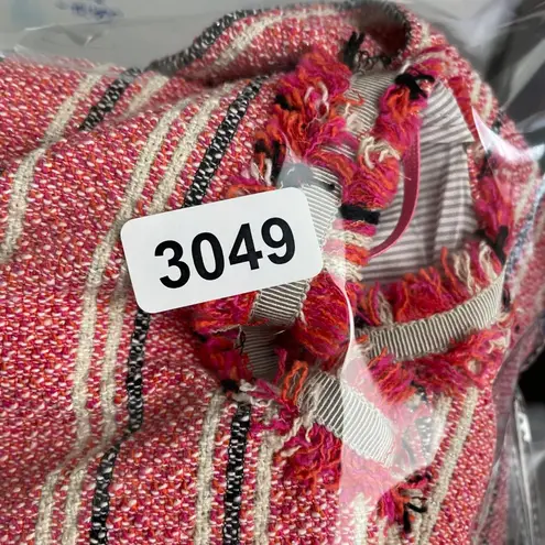 Weekend Max Mara Woman's 6 Pink Tweed Fringe Striped Classic Blazer Jacket