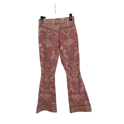 MOTHER Flared Jeans Women's Printed Bootcut Denim Orange Pink Pattern Size 27
