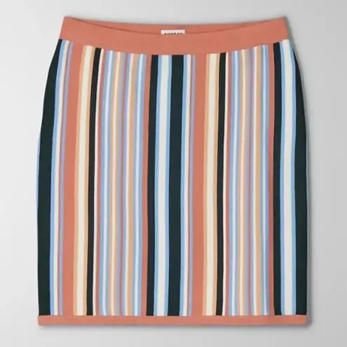 Wilfred NEW Aritzia Sunday Jett Mini Skirt Best Striped Knit Blue Tangerine Women's XS
