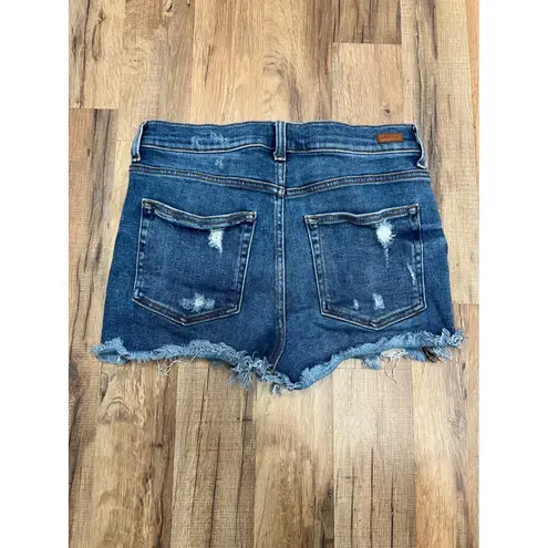 Sneak Peek High Rise Shorts 93% Cotton Size L Distressed Frayed Hem Blue Size L