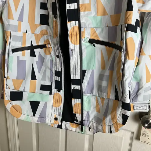 Free People Singing In The Rain Jacket Womens small Pastel Hooded Packable Multiple