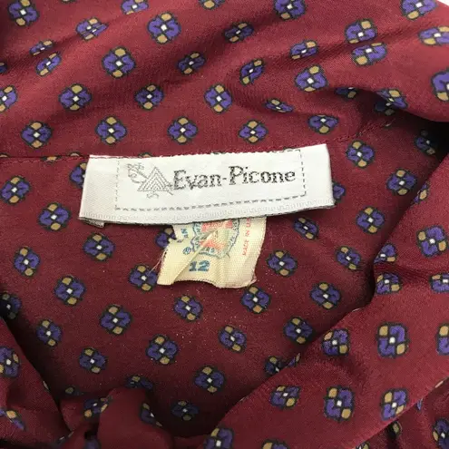 Evan Picone 🌷 Burgandy Long Sleeve Blouse Size 12
