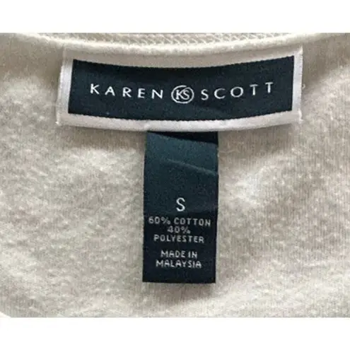 Karen Scott Beach Ocean Boat Scene Bedazzled Scenery Casual T-Shirt Women's Sz S