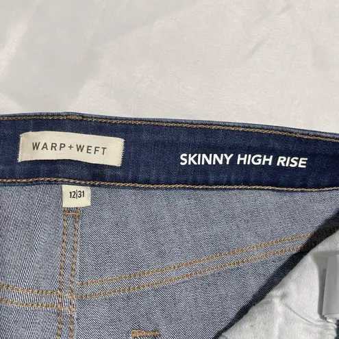 New Warp + Weft High Rise Skinny Jeans Indigo Stretch Denim Size 12 / Size 31 Blue