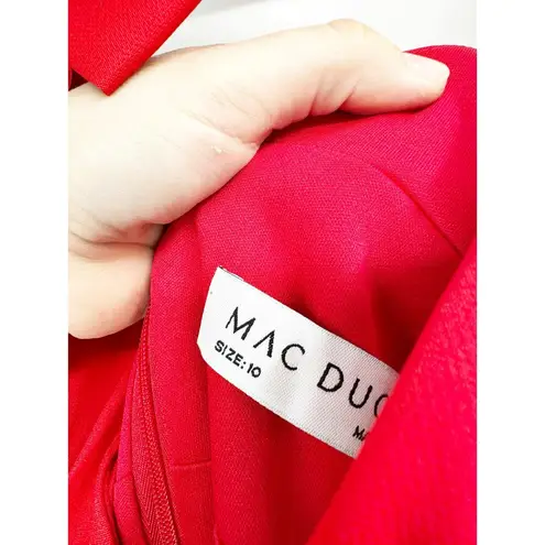 Mac Duggal 49454 Bow Shoulder V Neck Gown in Red Size 10 NWT