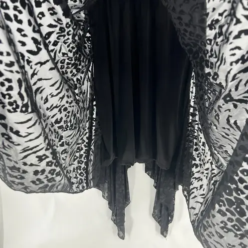 Olivia Matthews Dress Womens XL Black Leopard Velvet Burnout Handkerchief Hem