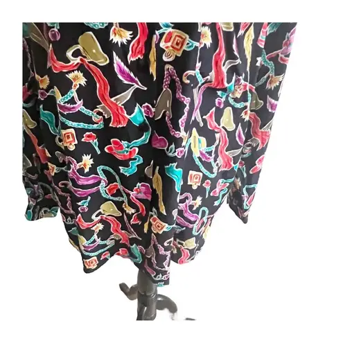 Diane Von Furstenburg Vintage Novelty Hats Feather Button Down Shirt XL Artsy Black