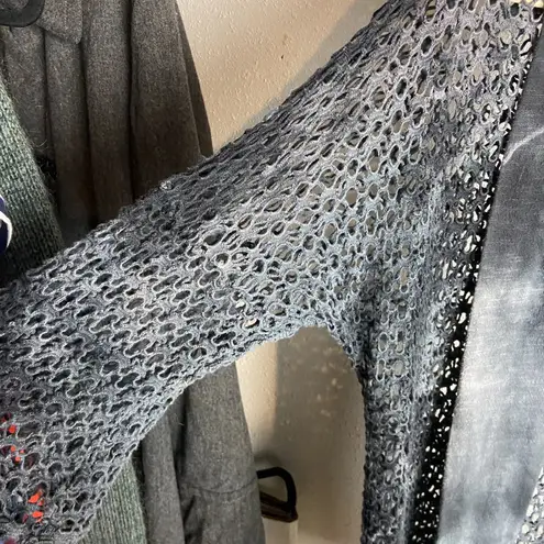 T Party Fashion T Party Size Small Cardigan Sweater Crocheted Open Knit Grey Ombre Whimsigoth