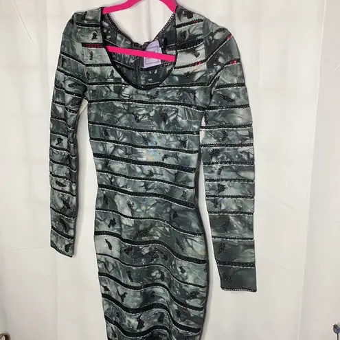 Herve Leger Grey Tie-Dye Bandage Dress Sz …