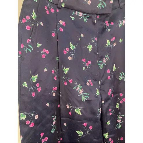 Racil NWT Mama High Waist Floral Print Trousers in Midnight Blue Sz FR 38/US 10