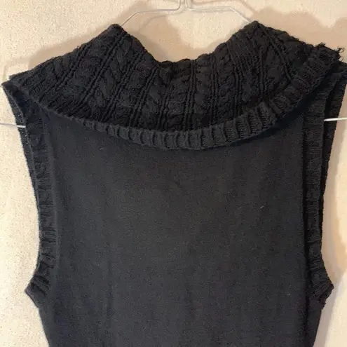 BCBG MaxAzria womens small cowl neck sweater tank black new braided knit turtle