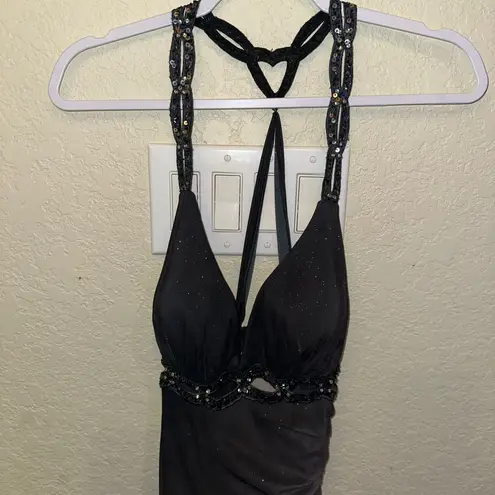 Betsy and Adam Vintage Y2K Whimsigoth Size 5 Black/Grey Glitter Ombré Formal Dress