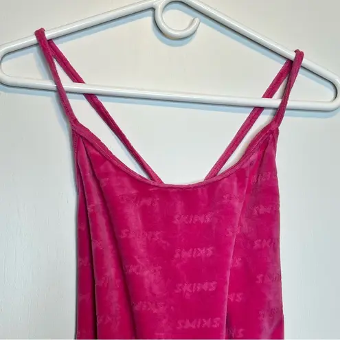 SKIMS KIM KARDASHIAN Hot Pink Velour Logo Mini Dress