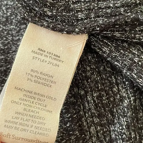 Soft Surroundings Gray Ribbed Button Long Sleeve Cozy Casual Stretch Top