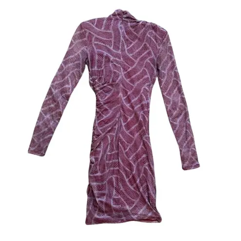 Cinq à Sept Marlene Long Sleeve Mini Dress in Purple, Size US 0
