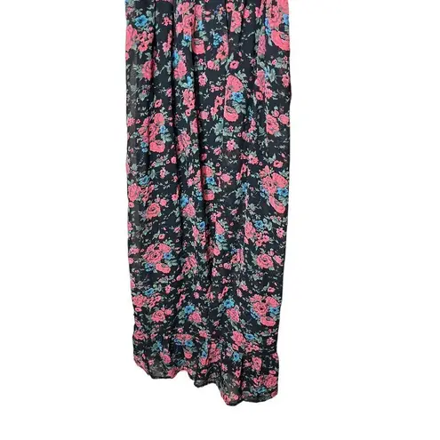 Urban Outfitters Pins & Needles Chiffon Black Floral Maxi Dress Size Small